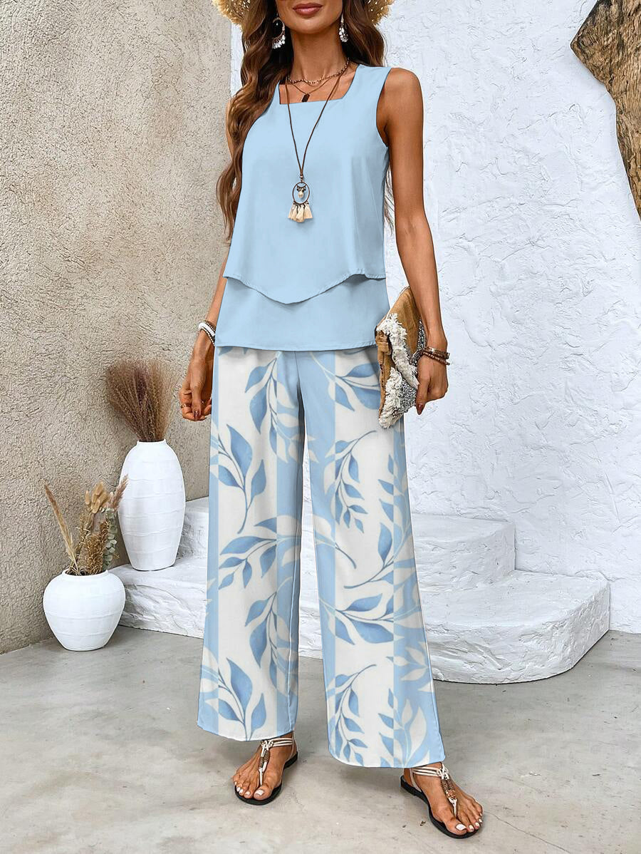 Whitney Women's Sleeveless Tank Top & Wide Leg Set 1