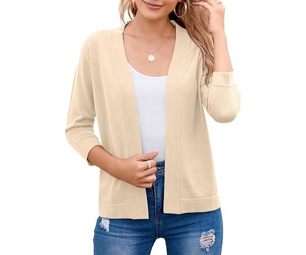 Women's Cropped Open-Front Cardigan - Apricot