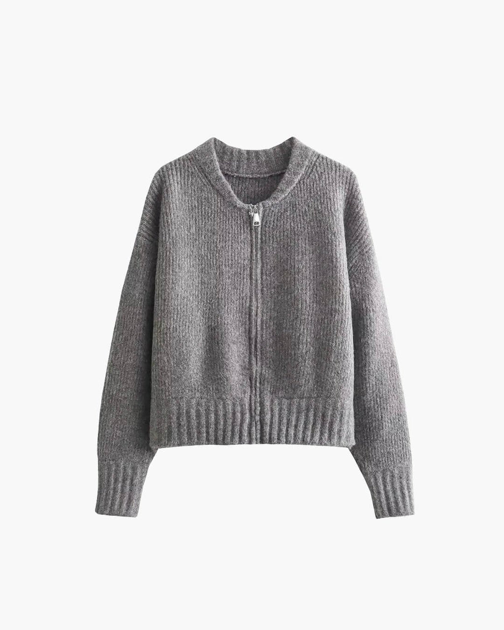 Women's Cropped Wool Cardigan - Grey