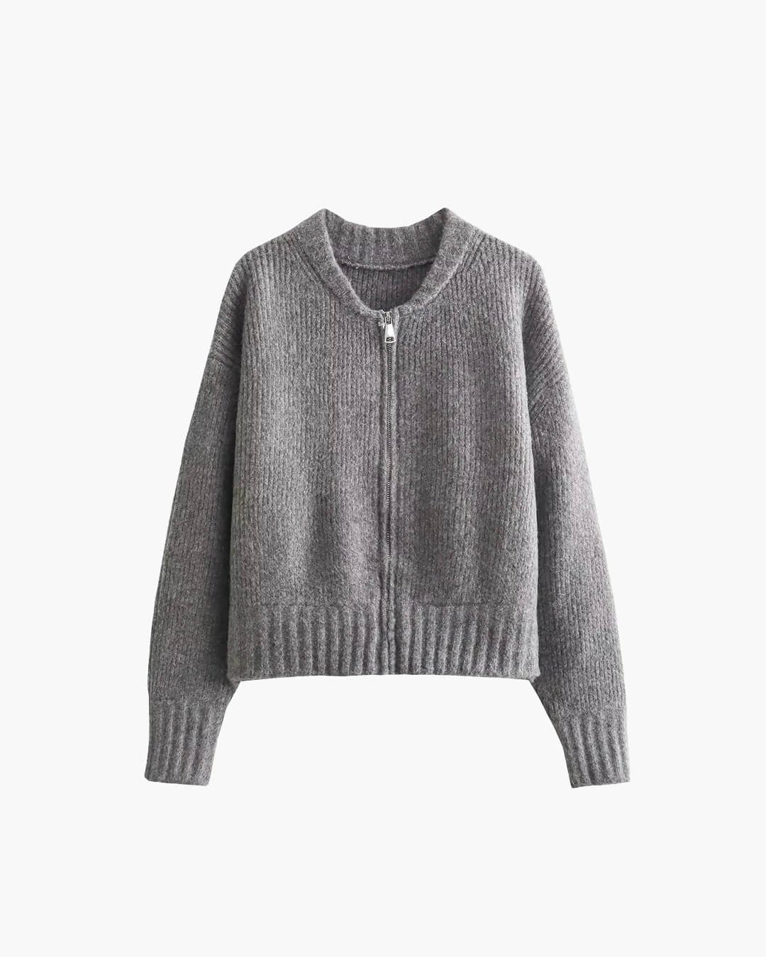 Women's Cropped Wool Cardigan - Grey