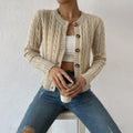 Women's Cropped Wool Cardigan - Apricot