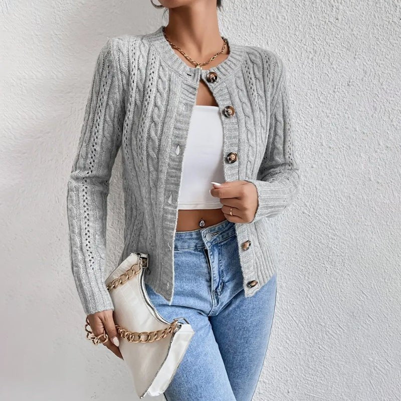 Women's Cropped Wool Cardigan - Gray