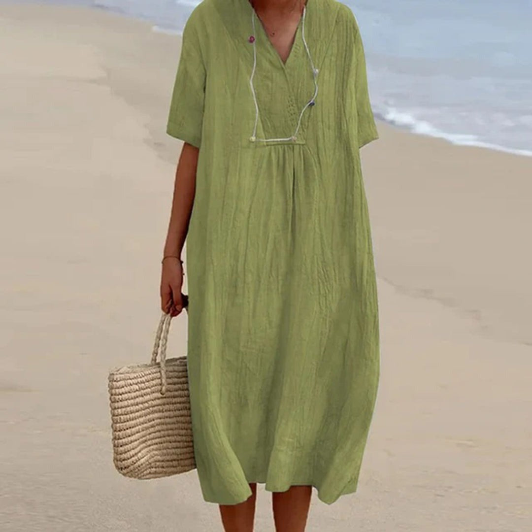Casual Beach Dress - Olive Green