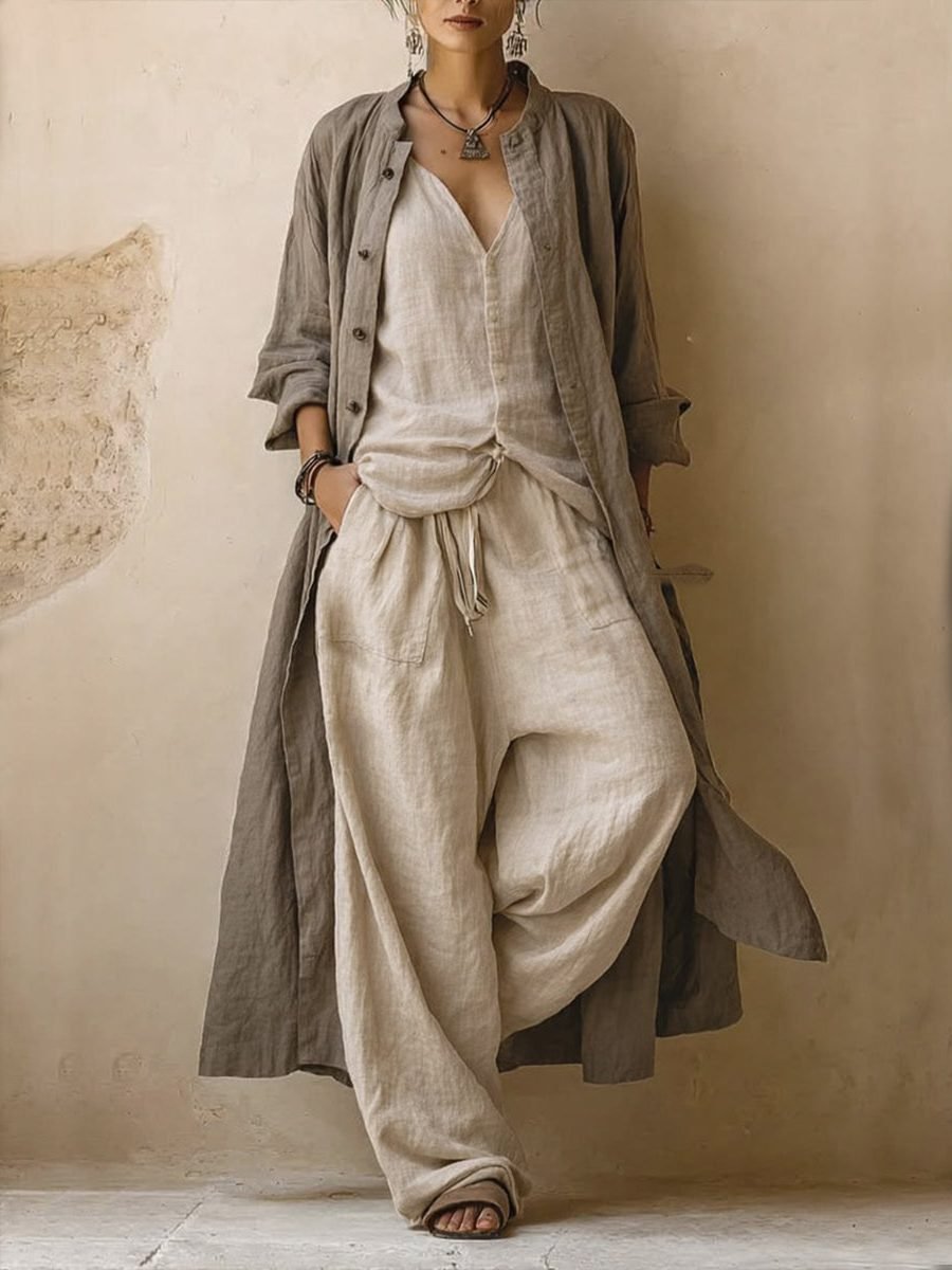 Women's Oversized Duster Wool Coat - Beige