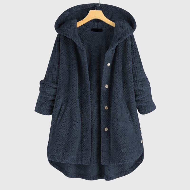 Women's Oversized Hooded Cardigan Coat - Blue