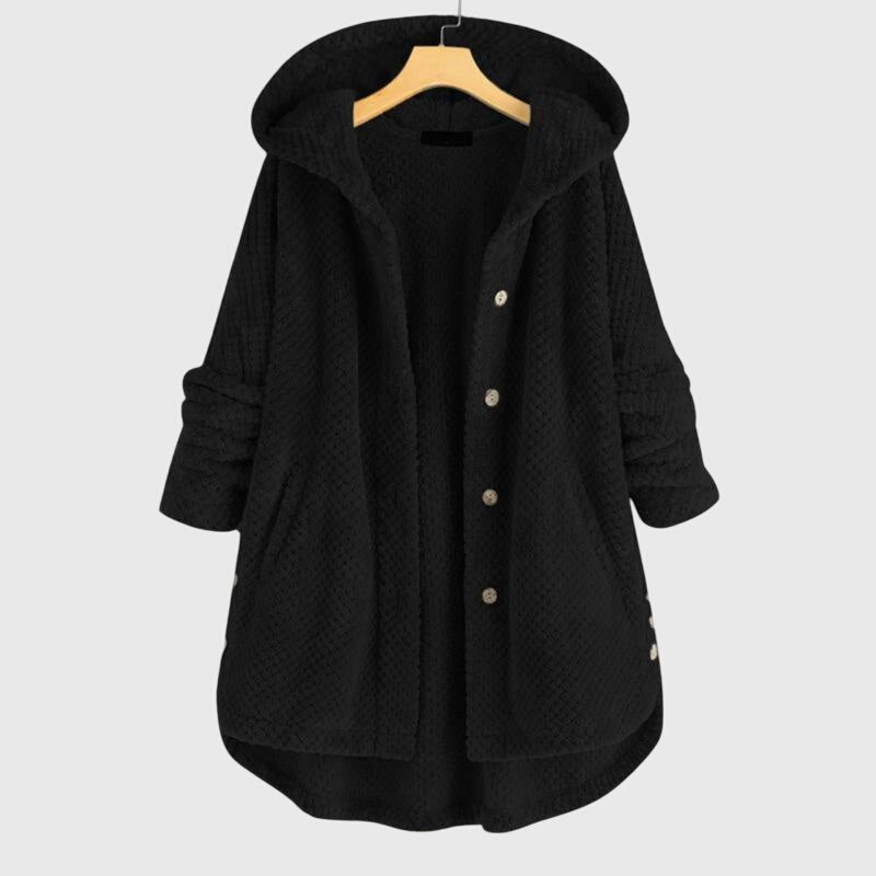 Women's Oversized Hooded Cardigan Coat - Black