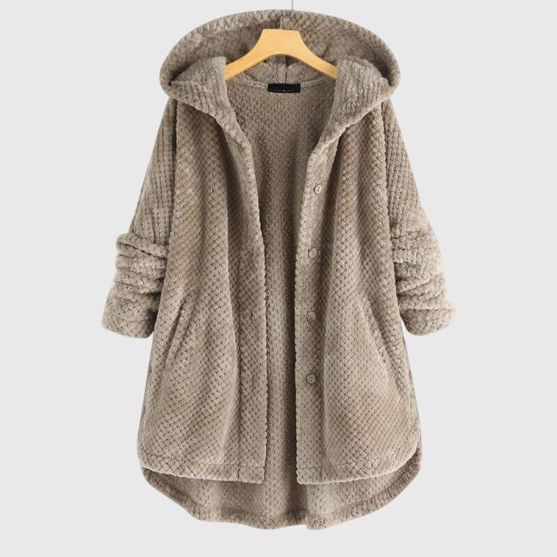 Women's Oversized Hooded Cardigan Coat - Beige