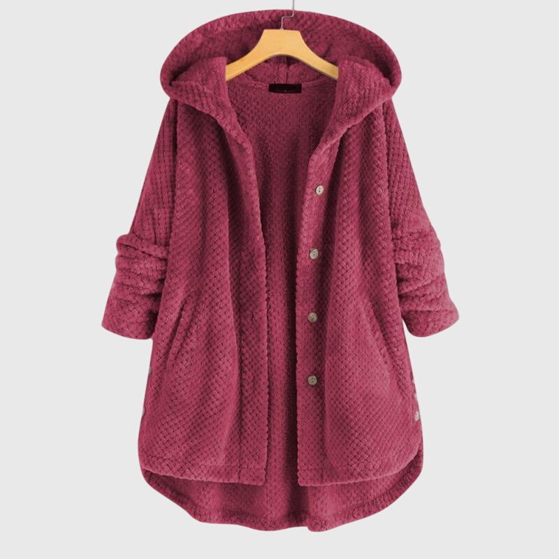 Women's Oversized Hooded Cardigan Coat - Pink