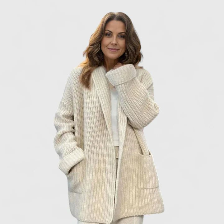 Women's Oversized Knit Cardigan - Beige