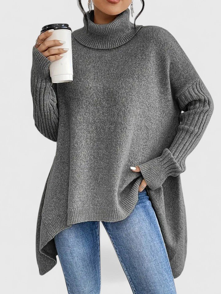 Women's Oversized Turtleneck Sweater - Gray