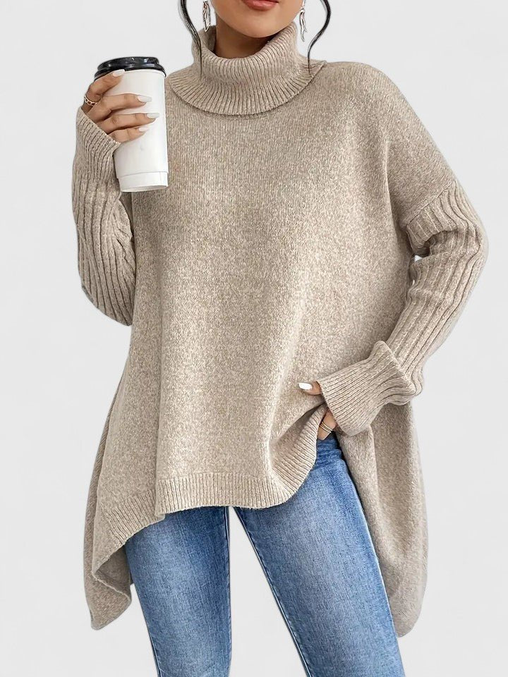 Women's Oversized Turtleneck Sweater - Espresso Brown