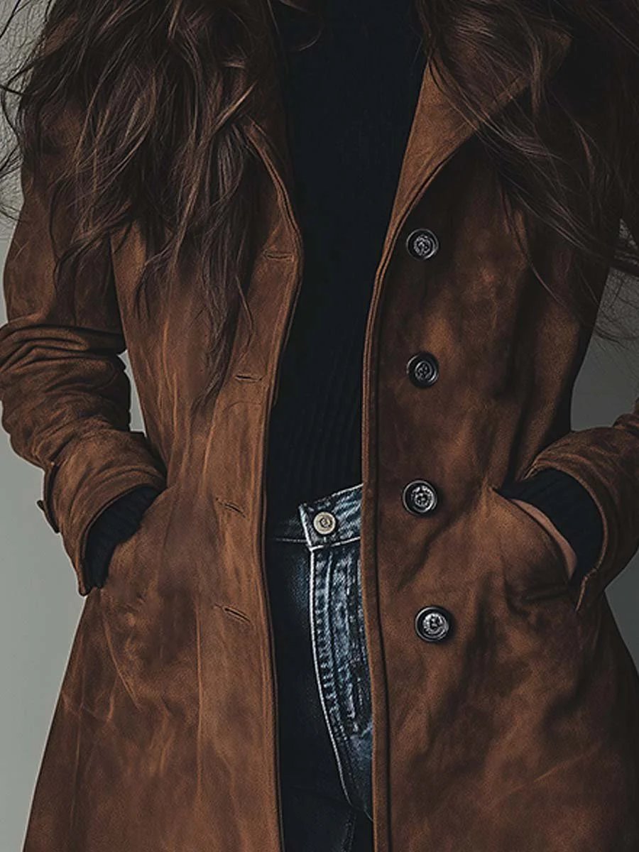 Women's Suede Trench Coat