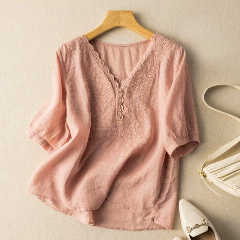 Zara Women's Linen Embroidered Blouse 3