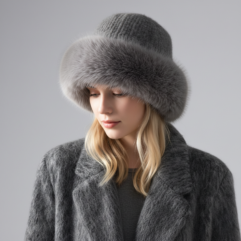 Zoe Women's Fur Trim Wool Knit Hat 1