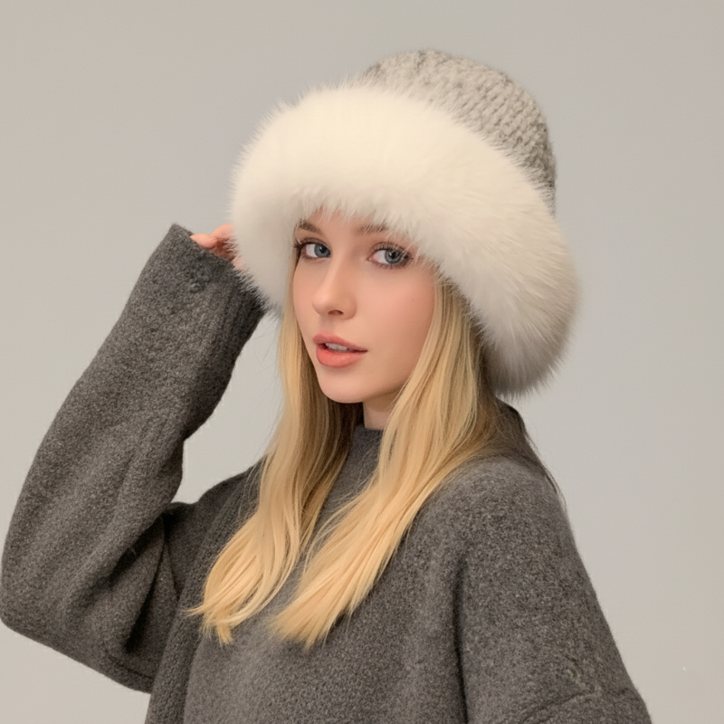 Zoe Women's Fur Trim Wool Knit Hat 2